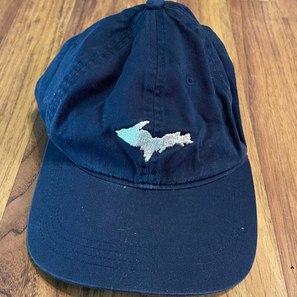 The Game Michigan Upper Peninsula Hat Navy Blue Cotton Adjustable OSFM Dad Cap